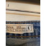 Papaya Jean Shorts Women’s Juniors L High Rise Distressed Blue Denim Photo 2