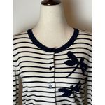 Talbots  Navy Blue And White Striped Fairycore‎ Dragonfly Crew Neck Cardigan XS Photo 3
