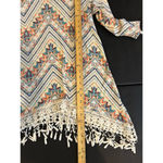 Absolutely Famous  Women’s Blouse Size Medium Western Boho Orange, Blue Fringe Photo 8