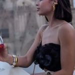 ZARA MAXI ORGANZA FLOWER BANDEAU TOP Black Sz Medium Blogger favorite Photo 6