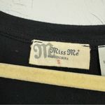 Miss Me  Black Asymmetrical Tee Shirt Womens S Y2K Gold & Silver Sequin Leaf Photo 1