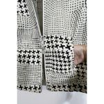 CAbi Ivory Black Houndstooth Short Sleeve Bomber Jacket 2 Way Zip Size Medium Photo 4