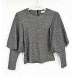 Hunter Bell Gray Silver Metallic Balloon Long Sleeve Knit Top Size XS Photo 0