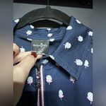 NWOT BELYN KEY Ink Navy Golf ball Print Keystone Sleeveless Golf Shirt L Blue Size L Photo 2