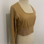 Aerie NWT OFFLINE By  Seamless Cable Square Neck T-Shirt Yellow/Gold Size Large Photo 2