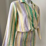 ZARA  Stripe Shirred Ruffle Hem Fitted Dress Size XS Photo 7