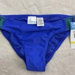 California Waves  Women's Bikini Bottom Blue Size Medium Green Crochet Trim Photo 0