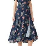 Fifteen Twenty Navy Blue Floral Wrap Midi Dress M Photo 0