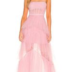 BCBGMAXAZRIA NWT BCBG MaxAzria Oly Corset Gown in Pink Rose Tiered Ruffle Tulle Dress 4 Photo 0