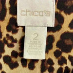 Chico's  tunic top‎ leopard print crewneck tie front slouchy. Large Photo 5