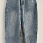 High Rise Denim Skirt Womens Size Medium Slit Southwestern Western Desert Boho Blue Photo 0