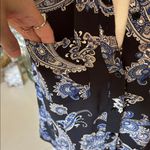 White House | Black Market WHBM black blue paisley Boho western semi sheer button down shirt 8 Photo 2