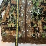 Vintage Sequin Zip Up Brown and Green Zebra Print Cardigan Size L Photo 6