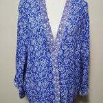 Laura Scott  blue floral open front kimono size lp Photo 0