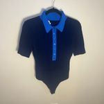 Good American  Women's Cable Polo Bodysuit Size Large Navy Photo 3