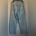 ZARA  The 90’s Full Length High Rise Raw Hem Frayed Blue Jeans Size 8 Photo 2