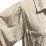 American Eagle  Size L Corduroy Button Up Shirt Puff Sleeves Cream Photo 2