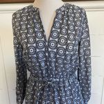 Loft 3/4 Shirt Dress w/Cinch Waist & Pockets Geometric Black & White Floral- XS Photo 3