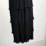 Ganni  Pleated Georgette Flounce Smock Midi Dress Black Womens Size 32 New Photo 3