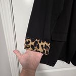 JODIFL  Plus Black Blazer Leopard Print Lining Size 2x Roll Sleeve Lepoard Cuff Photo 7