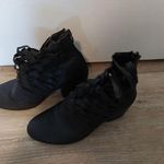 Qupid Black Faux Leather Womens Ankle Boots With Braided Design & Chunky Heel Photo 1