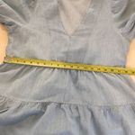 ZARA  Blue V-Neck Short Puff Sleeve Babydoll Dress w Tiered Skirt Sz MD Photo 10