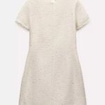 ZARA NWT❗️ Elegant White Tweed Short Cutted Dress ZW Collection Mini Ivory Size M Photo 4