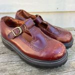 American Eagle Vintage Y2K Brown Leather Chunky Mary Jane T Strap Shoes Size 8 Photo 0
