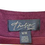 Thalia Sodi Faux Suede Moto Jacket Burgundy Womens M Asymmetrical Zip Photo 2