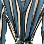 Equipment Connell Blue Striped Long Sleeve Belted Silk Shirt Dress Size Small Photo 6