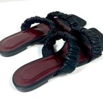 Staud Maya Ruched Slide Sandals Black EU 40 NEW Leather Double Strap Logo Size 9.5 Photo 3