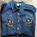 Disney Vintage  Mickey Minnie Christmas Denim Shirt Medium Tis the Season Photo 9