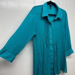 Alfani Womens Teal Academia Casual Office Elegant Pin Tuck Tunic Shirt Sz Large Blue Photo 4