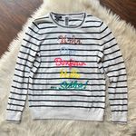 Talbots Ivory Striped Getaway Sequined Novelty Sweater Photo 2