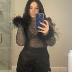 Sheer Feather Rhinestone Top Black Photo 4