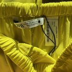 ZARA NWOT••Satin Effects electric yellow flowy pants•Sz XS Photo 4