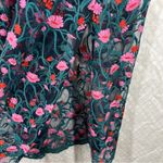Anthropologie Moulinette Soeurs Green Pink Floral Embroidered Sheer Dress Photo 5