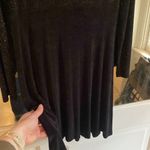 90s VINTAGE Black Lurex Babydoll Mini Dress Size Large/10 Long Sleeve Glitter Photo 2