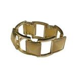 FINE CUT COLORED LUCITE RECTANGLE STUD METAL CASTING STRETCHABLE BRACELET Gold Photo 0
