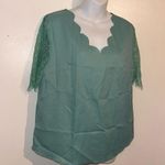 SheIn Women’s Scallop Trim Contrast Eyelash Lace Blouse 🆕 Large 8/10 Photo 4