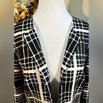 Pendleton Black & White Open Front Silk Jacket 3/4 Sleeve w/ Pockets Sz 10💛 Photo 2