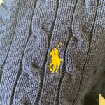 Ralph Lauren  Sport 100% Cotton Cable Knit V-Neck Sweater Navy with Yellow Pony Photo 1