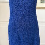 Anthropologie By Mock-Neck Textured Dress Smocked Ruched Ruffle Cobalt Blue Mini Photo 3