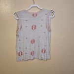 Lucky Brand  Size Small S Blouse Heathered White Coral Pink Embroidered Top Photo 3
