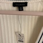 Talbots V-Neck Pearl Button Cardigan – Cream with Black Tipping, Size M, NWT Photo 2