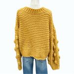 American Threads  Mustard Chunky Knit Bobble Sleeve V-Neck Sweater M Photo 3
