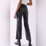 Free People  Love Language Black Vegan Faux Leather Low-Rise‎ Pants Size 12 NWT Photo 7