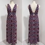 Forever 21  Womens Multicolor Printed Sleeveless V-Neck Cut-out Maxi Dress Size L Photo 1