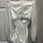 Mac Duggal White Asymmetrical Ruffled Gown  Cut-Out 4 Photo 5