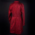 Bisou Bisou Paisley Jacquard Brocade Fitted Long Jacket Coat Dress 90s Red Photo 3